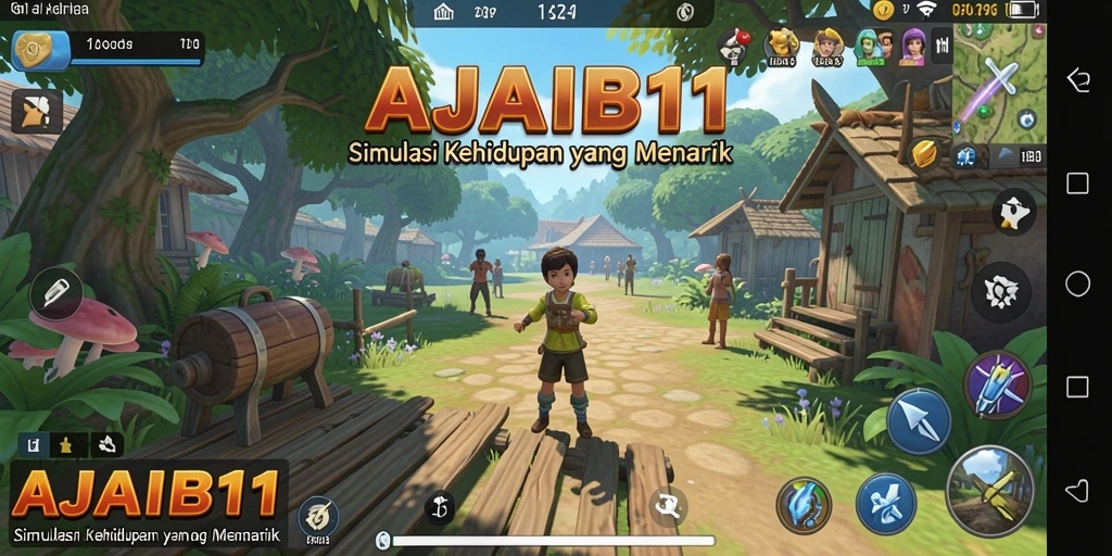 Tangkapan layar menunjukkan gameplay simulasional yang penuh warna dan interaktif.