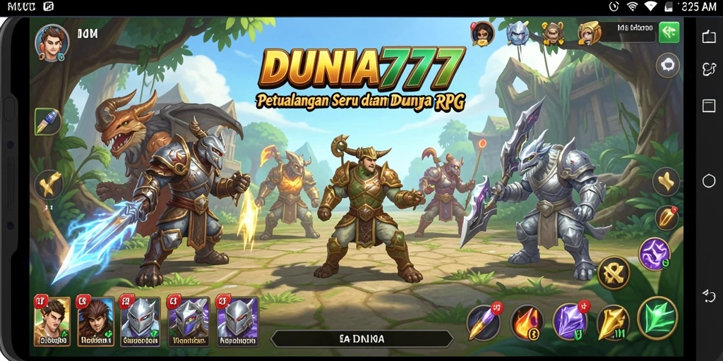 Screenshot DUNIA777 menampilkan aksi pertarungan seru di dunia RPG.