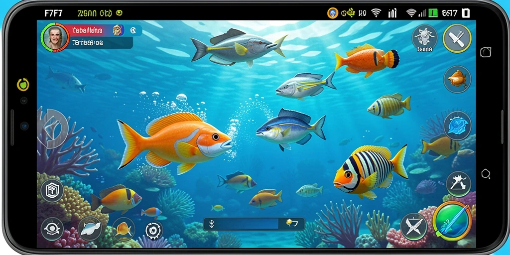 Tampilan gameplay seru dari F7F7 saat menembak ikan.