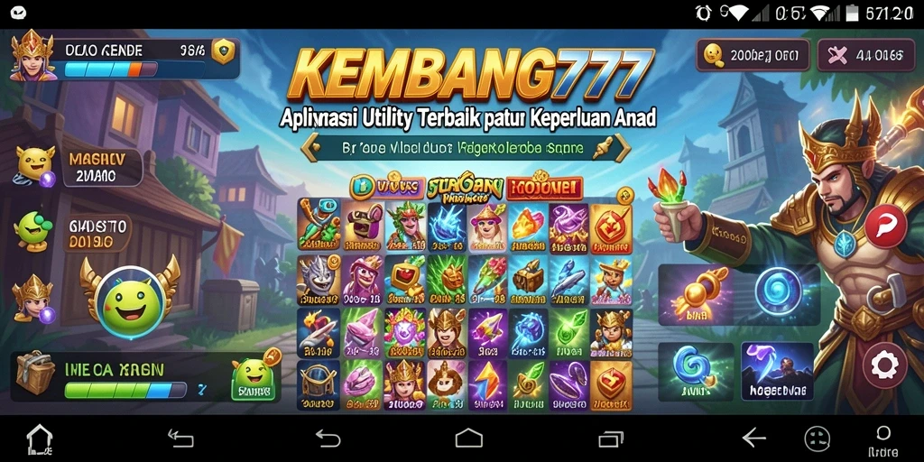 Screenshot KEMBANG777 yang menunjukkan antarmuka aplikasi Utility yang modern.