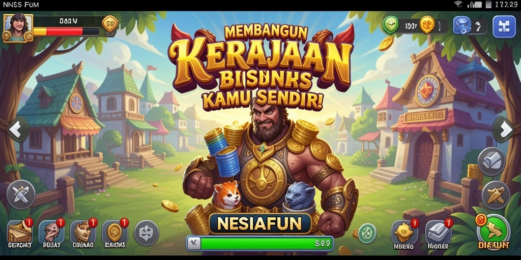 Screenshot menampilkan gameplay seru dari NESIAFUN dalam mengelola bisnis.