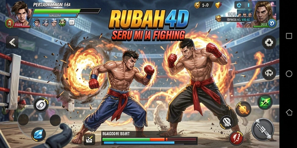 Tampilan gameplay RUBAH4D yang penuh aksi di arena pertarungan.