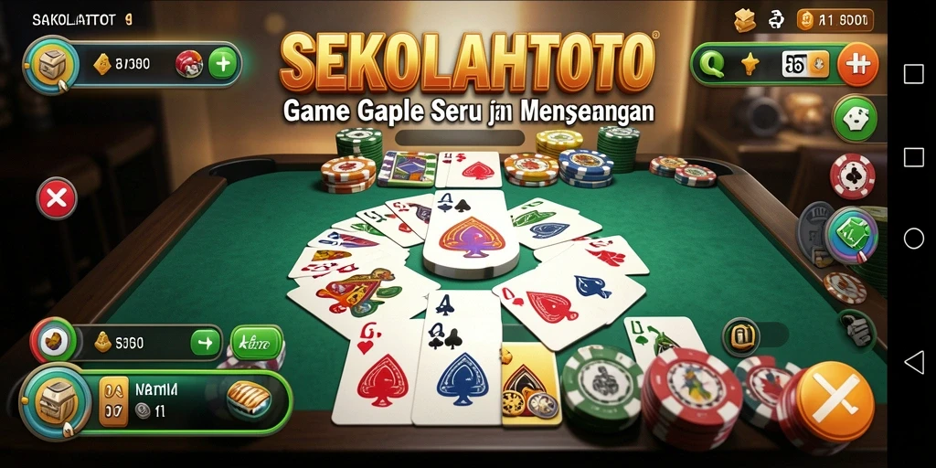 Tampilan seru gameplay Gaple di SEKOLAHTOTO.