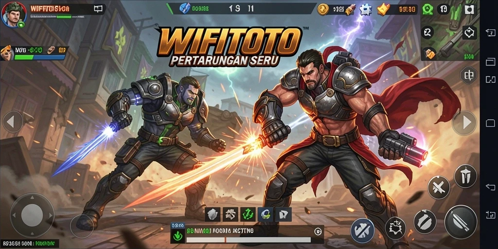 Screenshot utama WIFITOTO menunjukkan aksi mendebarkan dengan karakter dalam pertempuran.