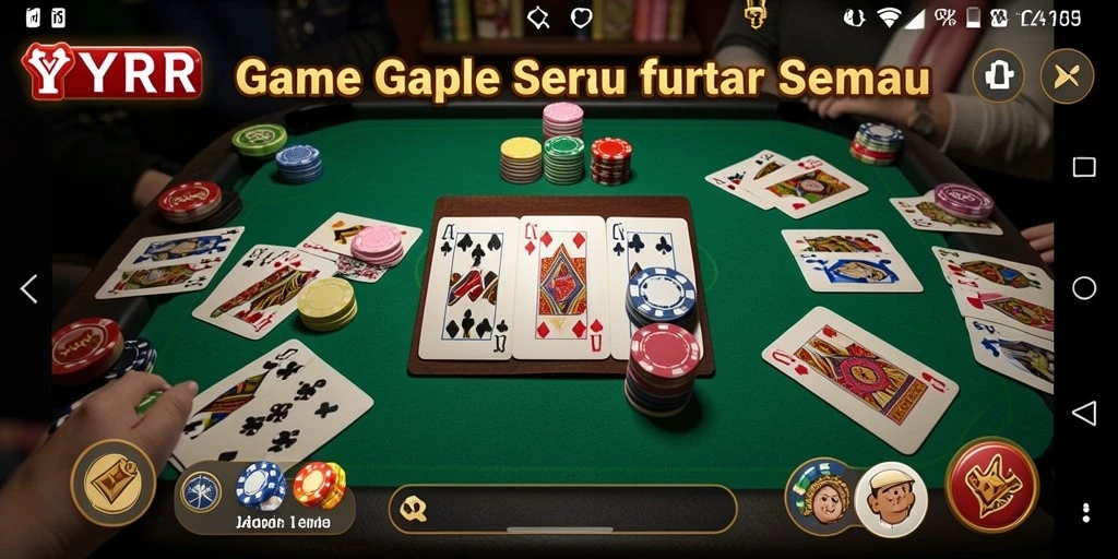 Tampilan permainan Gaple seru di YYRR dengan grafis menarik.
