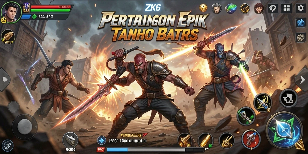 Screenshot ZK6 menampilkan aksi pertarungan yang mendebarkan dan karakter yang keren.